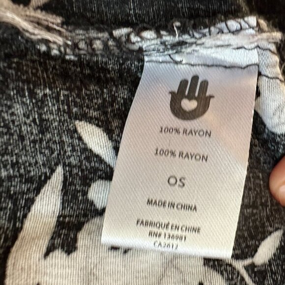 Spiritual Gangster Maya Black Floral Tie Front Kimono Robe Cover Up Duster - Picture 10 of 14